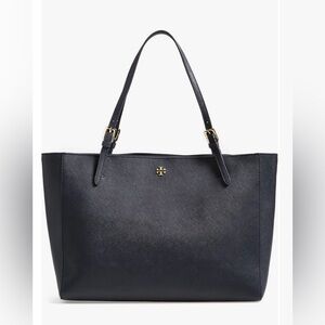 Tory Burch Black Leather ‘yoke’ buckle Tote Bag